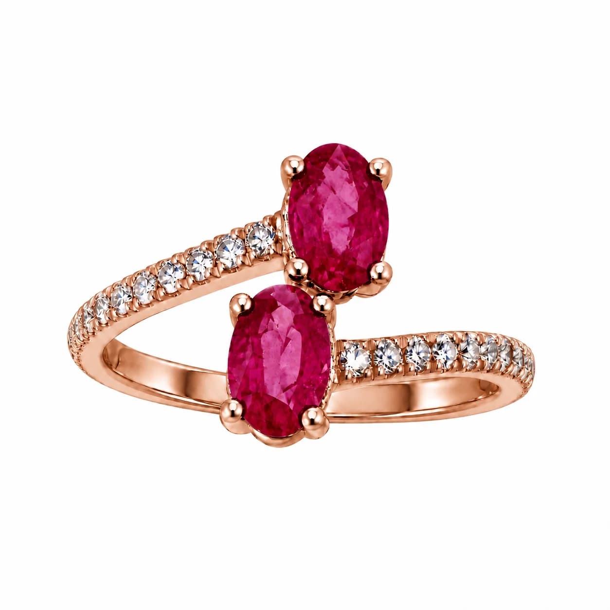 14К Rose Gold Ring with Natural Diamonds and Natural Sapphires