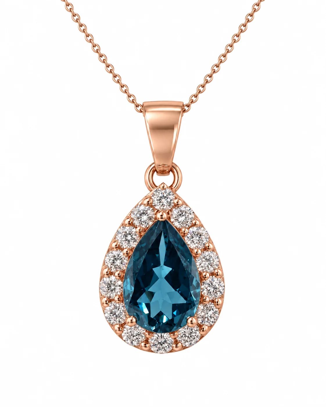 14K Rose Gold Pendant with Topaz and Lab-Grown Diamonds - 1